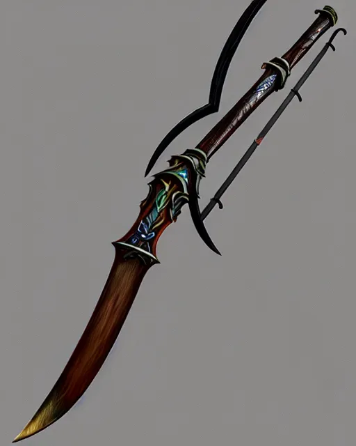 Prompt: realistic concept art of magic infused longbows weapon, mideival, detailed, 1 4 5 0, delicate, hyper realism, ultra realistic, 8 k