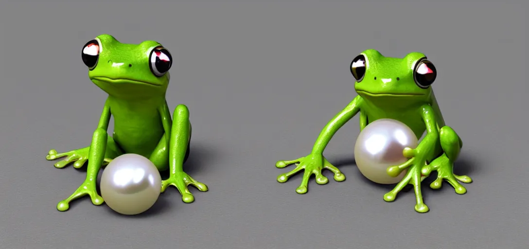 Prompt: anime frog holding a pearl ; 8 k, unreal engine