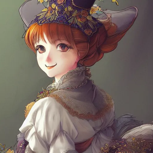 Prompt: beautiful portrait of calico cat noblewoman wearing a victorian era dress, fursona, furry art, anthro, detailed fur, detailed dress, elegant, pure, delicate, anime key visual, makoto shinkai