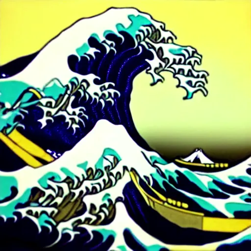 Image similar to the great wave made of spaghetti