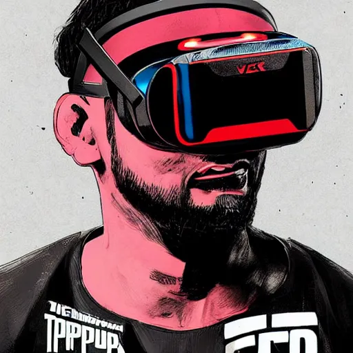 Image similar to poster art of wrestlers wearing vr headsets, gta cover, apex legends, tap out, ufc, digital illustration by sam spratt