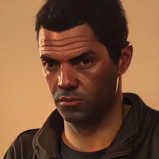 Prompt: portrait of michael from grand theft auto v,digital art,ultra realistic,ultra detailed,art by greg rutkowski,detailed face