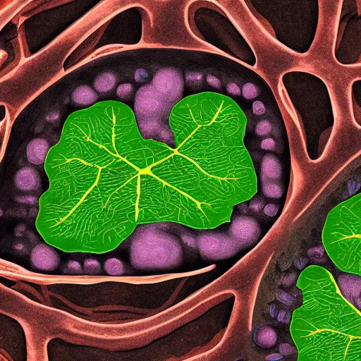 Prompt: highly - detailed, high - res, close up of plant cell