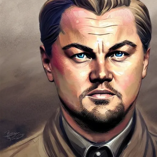 Prompt: portrait of leonardo dicaprio as a russian bolshevik leader vladimir lenin in team fortress 2 style, epic, tragic, military art, fantasy, hd shot, digital portrait, beautiful, artstation, comic style, by artgerm, guy denning, jakub rozalski, magali villeneuve and charlie bowater