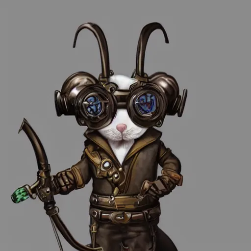 Prompt: a rat with steampunk googles, by Blizzard Concept Artists