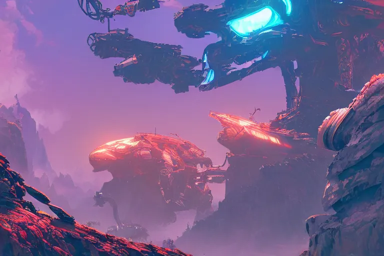 Image similar to slitherfang machine mecanical creature robot of horizon forbidden west horizon zero dawn radiating a glowing aura global illumination ray tracing hdr fanart arstation by ian pesty and alena aenami artworks in 4 k