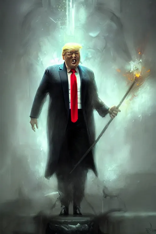 Image similar to character art by bastien lecouffe - deharme, donald trump, absolute chad