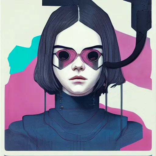 Image similar to Elle Fanning in Aeon Flux picture by Sachin Teng, asymmetrical, dark vibes, Realistic Painting , Organic painting, Matte Painting, geometric shapes, hard edges, graffiti, street art:2 by Sachin Teng:4