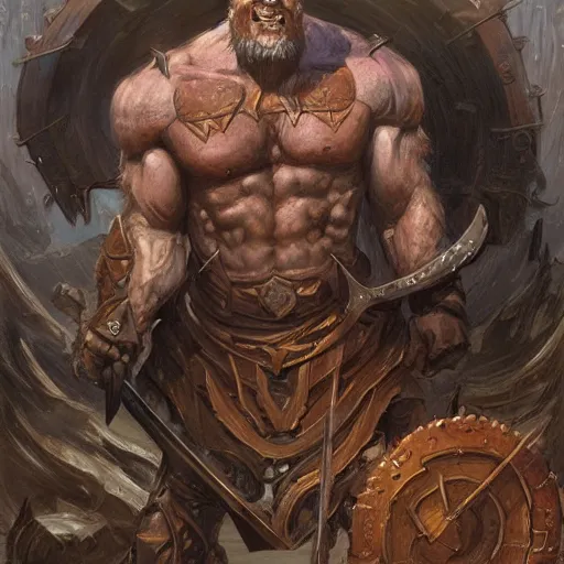 Image similar to huge smug minotaur wielding a greataxe, realistic portrait art by donato giancola and greg rutkowski, digital art, trending on artstation, symmetry!!