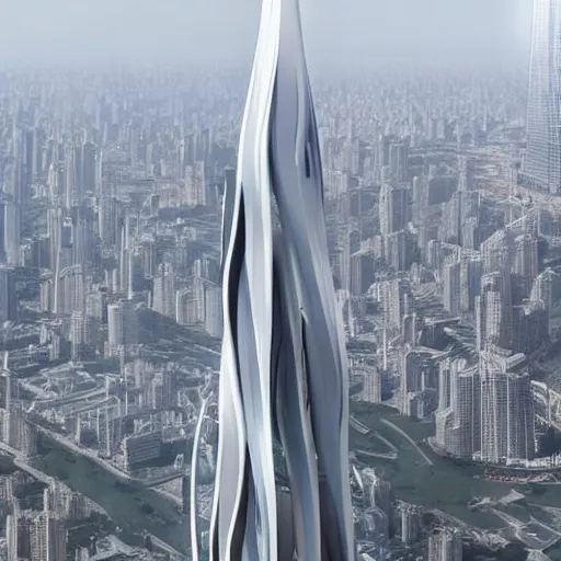 Prompt: the tallest skyscraper on earth by zaha hadid
