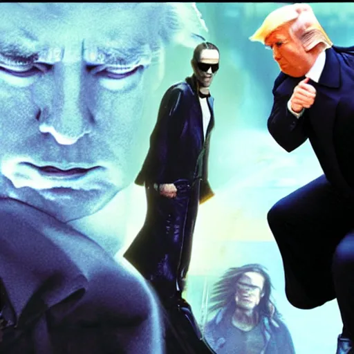 Image similar to donald trump as neo in the matrix