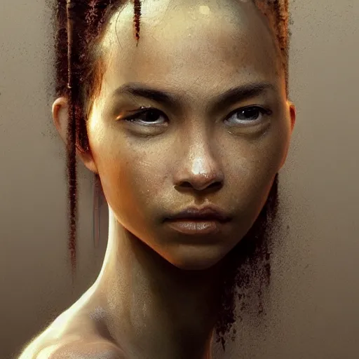 Image similar to beautiful mulatto caught by a predatory plant venus flycatcher, gorgeous, close-up portrait, intricate, elegant, volumetric lighting, scenery, digital painting, highly detailed, artstation, sharp focus, illustration, concept art, ruan jia, steve mccurry