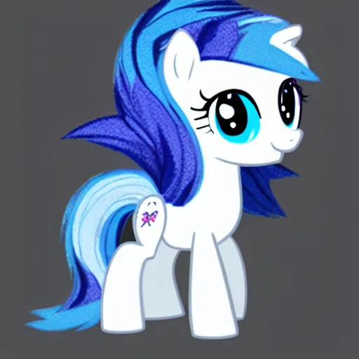 Prompt: a blue little pony with white hair, a picture by an gyeon, featured on derpibooru, booru, superflat, wave cutie mark