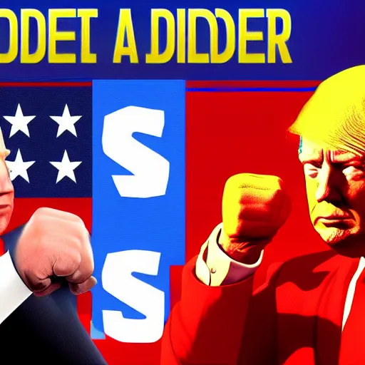 Image similar to joe biden vs donald trump, street fighter, fight, fistfight, digital art