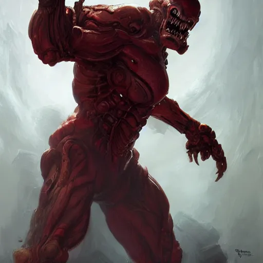 Image similar to doom eternal, mutant, tubes fused with the body, front view, painted by stanley lau, painted by greg rutkowski, painted by stanley, artgerm, masterpiece, digital art, trending on arts