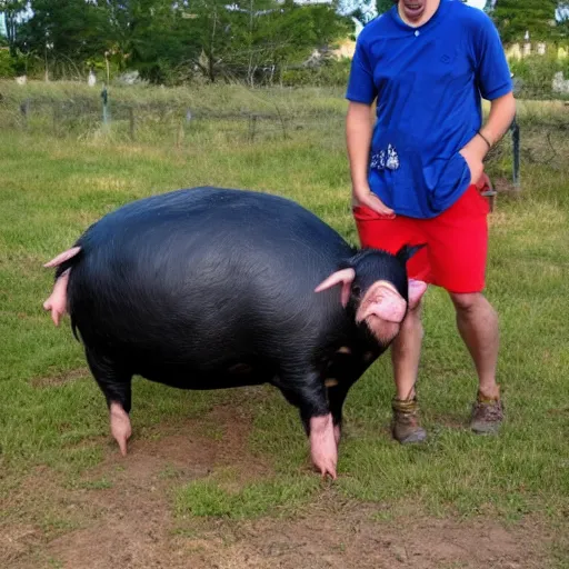 Prompt: ckicken standing on top of a pig