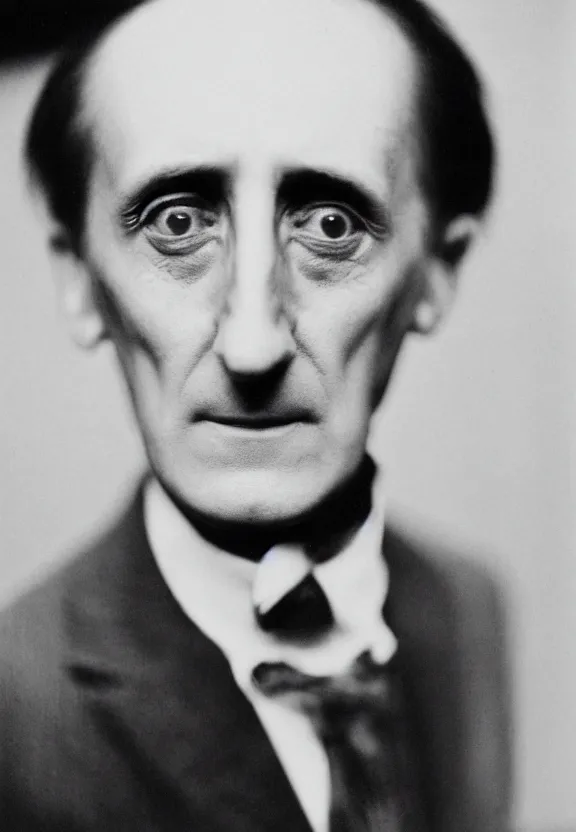 Prompt: a close - up casual photo of marcel duchamp with playful eyes, 1 9 2 0 s monochrome snapshot, graflex 4 x 5, f 1. 8, 3 5 mm, ilford delta 3 2 0 0 pro
