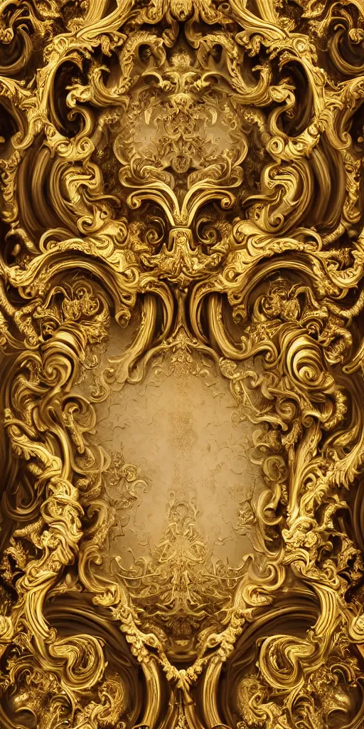 Prompt: the source of future growth dramatic, elaborate emotive Golden Baroque and Rococo styles to emphasise beauty as a transcendental, seamless pattern, symmetrical, large motifs, Palace of Versailles, 8k image, supersharp, spirals and swirls in rococo style, cartouches, white smoke and rainbow ink dropping in water, Gold black and rainbow colors, perfect symmetry, High Definition, photorealistic, masterpiece, 3D, no blur, sharp focus, photorealistic, insanely detailed and intricate, cinematic lighting, Octane render, epic scene, 8K