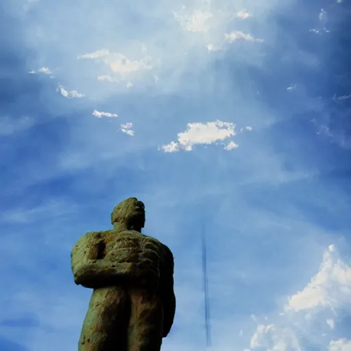 Image similar to giant figure in the sky overwatching earth
