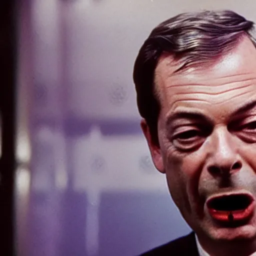 Image similar to nigel farage shouting screaming in blade runner