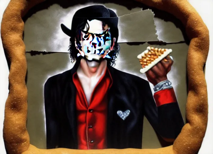 Image similar to michael jackson made of pretzel, matte painting, 3 - d highly detailed, in the style of mark ryden,