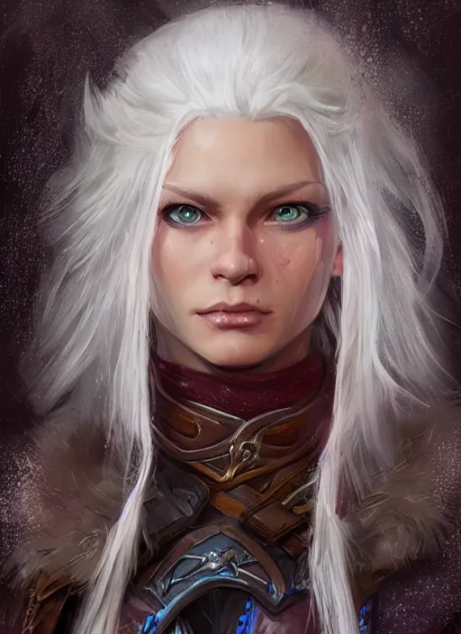 Image similar to human white hair young, ultra detailed fantasy, dndbeyond, bright, colourful, realistic, dnd character portrait, full body, pathfinder, pinterest, art by ralph horsley, dnd, rpg, lotr game design fanart by concept art, behance hd, artstation, deviantart, hdr render in unreal engine 5