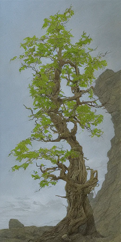 Image similar to artwork by john howe of a catalpa