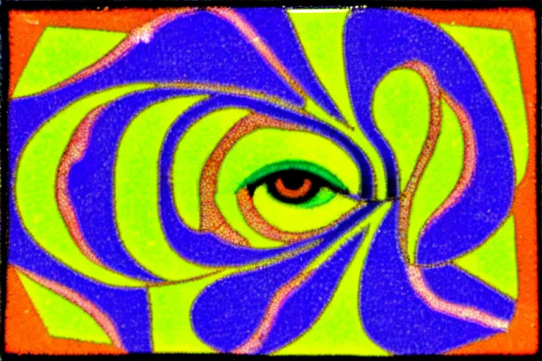 Image similar to eye stair in two another refraction of my thyme expending. embroilment in dichotic phases. fauvism, pyramids of hyperspace. as a fancy square ceramic tile