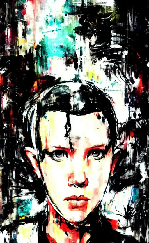 Image similar to Portrait of Millie Bobby Brown by Yoji Shinkawa