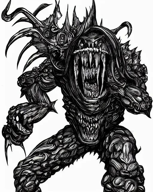 Image similar to A crate with tongue and tooth, terrifying, black and white, fantasy art, monster art, in the style of masami kurumada, illustration, epic, fantasy, intricate, hyper detailed, artstation, concept art, smooth, sharp focus, ray tracing