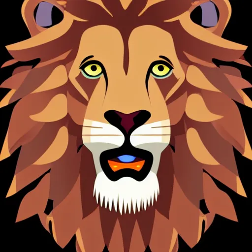 Prompt: a happy lion, whole body, Anthropomorphic, portrait, highly detailed, colorful, illustration, smooth and clean vector curves, no jagged lines, vector art, smooth