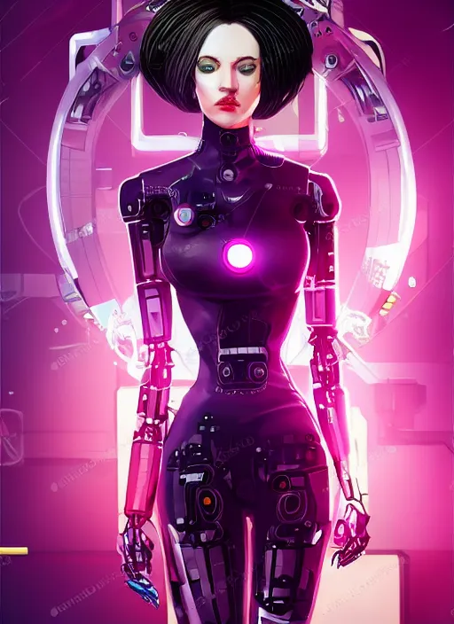 Prompt: Cyber Punk 2077 woman very beautiful robot portrait, Detroit game style, woman wrapped in flowers lily