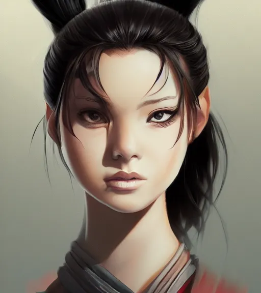 Image similar to a girl holding a katana, ponytail, highly detailed, digital painting, artstation, concept art, smooth, sharp focus, kunoichi, illustration