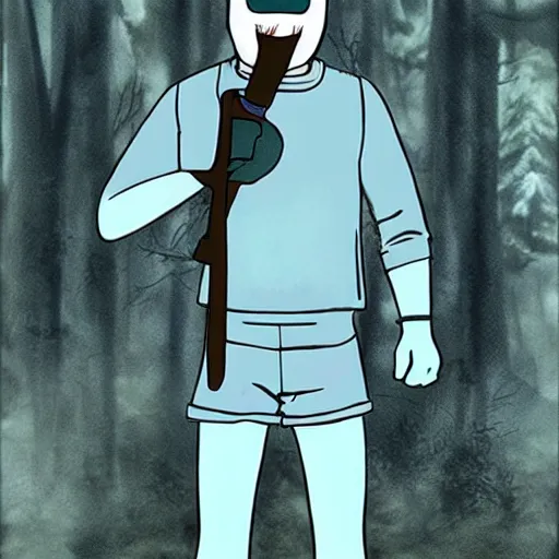Image similar to finn the human in silent hill