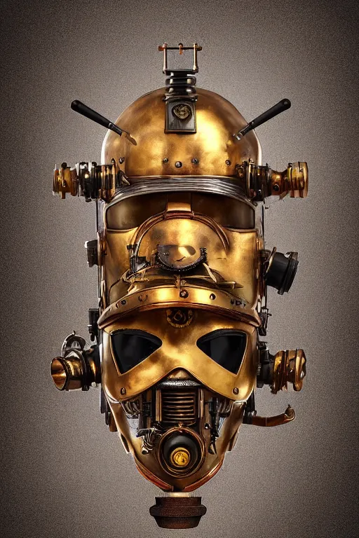 Image similar to steampunk helmet fantasy art mask robot ninja stylized digital illustration sharp focus, elegant intricate digital painting artstation concept art global illumination ray tracing advanced technology chaykin howard and campionpascale and cooke darwyn and davis jack