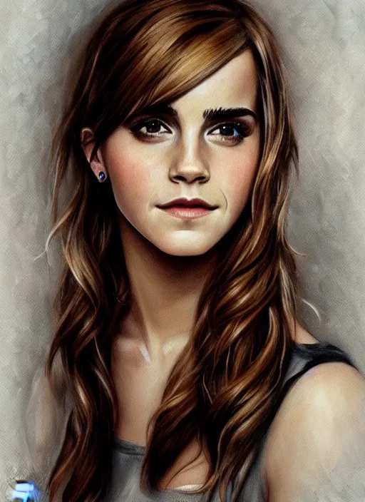 Prompt: portait of emma watson, drawn by mark arian