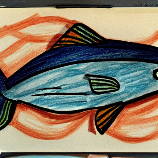 Prompt: crude colored sketch of a fish