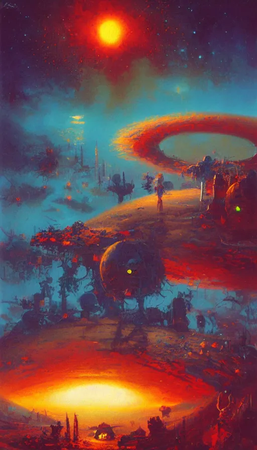 Prompt: the end of the world, by paul lehr,