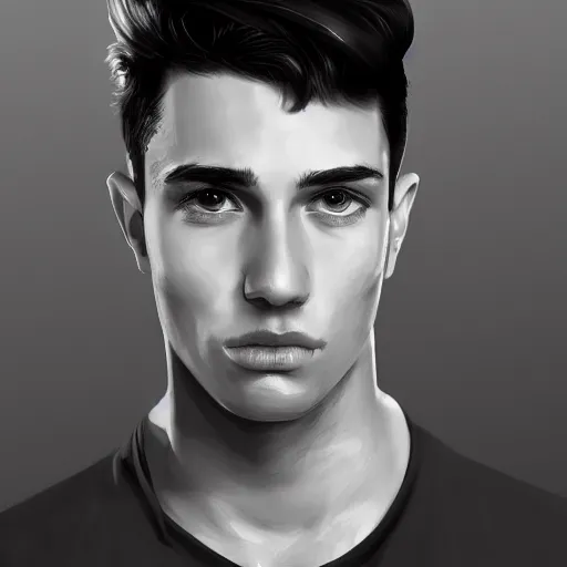 Image similar to a portrait of a handsome, rebellious, young man, highly detailed, digital painting, trending on artstation