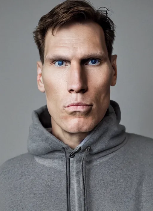 Image similar to photorealistic portrait photograph of jerma looking at you with a serious somber expression, twitch tv, jerma 9 8 5, pronounced cheekbones, strong jaw, depth of field, soft focus, highly detailed, intricate, realistic, national geographic cover, soft glow, textured skin