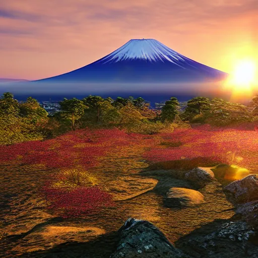 4 k hd, high detail photograph of mount fuji, spring, | Stable 