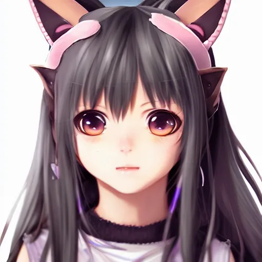 Prompt: nekopara fantastically detailed eyes cute girl portrait with fantastically detailed cat ears dressed like a cat modern anime style, made by Laica chrose, Mina Petrovic, WLOP!!!!!!!!!!!! Cell shading modern anime trending professional digital art unreal Engine 4k 8k