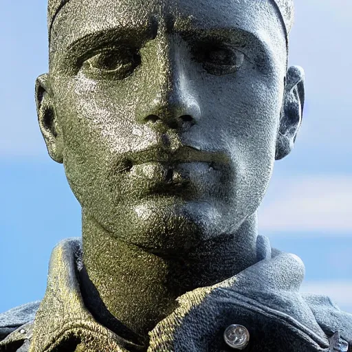 Image similar to soldier, statue, chrome, reflect photograph