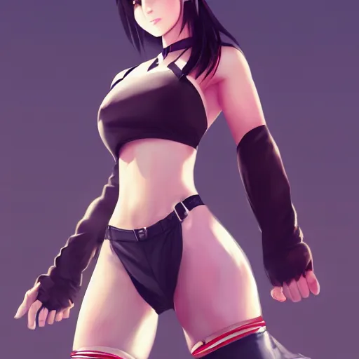 Image similar to full body shot of tifa lockhart by wlop, rossdraws, mingchen shen, bangkuart, sakimichan, yan gisuka, jeongseok lee, artstation, 4k