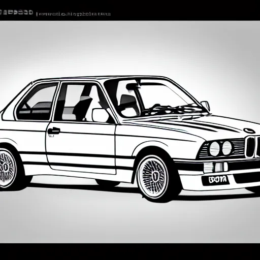 Prompt: detailed schematics to a bmw e 3 0 draw plans sketch