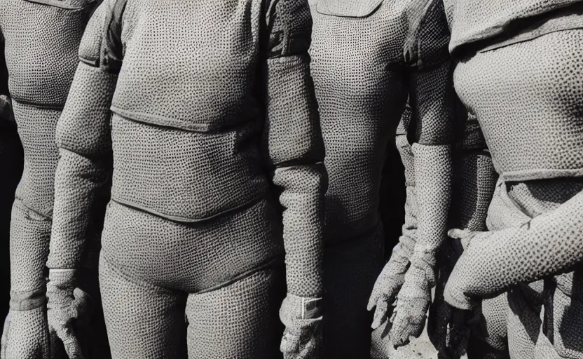 Image similar to cinestill 5 0 d photographic portrait by helen levitt of a group of android women wearing rugged black mesh techwear in a cement maze, extreme closeup, modern cyberpunk, minimalism, dust storm, 8 k, hd, high resolution, 3 5 mm, f / 3 2, ultra realistic faces, intricate detail, ex machina