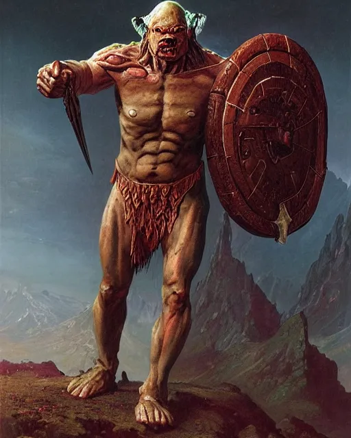 Prompt: an orc warrior by thomas cole and wayne barlowe