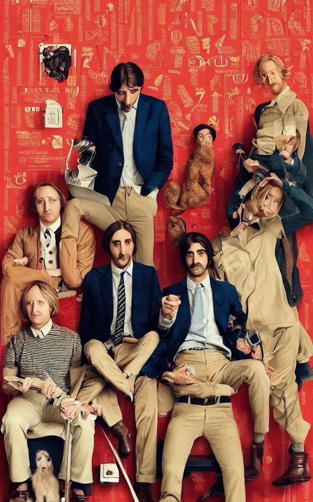 Image similar to “ a poster for the new movie directed by wes anderson starring owen wilson, adrien brody, and jason schwartzman ”