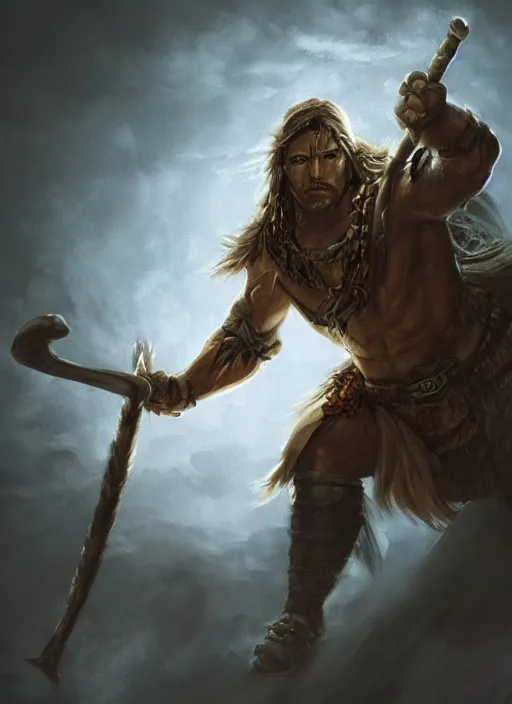 Prompt: wild magic barbarian, dungeons and dragons, dramatic lighting, dynamic composition