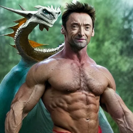 Prompt: Hugh Jackman as a dragon